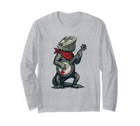 Bearded Dragon Cute Banjo Picker Music Manga Larga