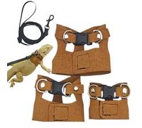 Bearded Dragon Harness, Adjustable PU Leather Harness with Traction Rope, Small Animal Training Walking Chaqueta, 3 x Arnesses for Walking, Outdoor Adventures, Pets Comfortable Fit