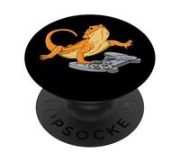Bearded Dragon Lizard Gamer Video Game Gecko Gift PopSockets PopGrip Adhesivo
