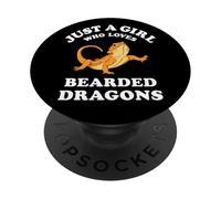 Bearded Dragon Pet Lizard Reptile Animal Gift Black PopSockets PopGrip Adhesivo