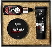 Beardo Godfather Lite Aceite para barba - Cera para el cabello de sujeción fuerte y carbón activado combo de lavado facial (juego de 3)
