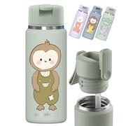 BEARFOOT TINY - Botella infantil de acero inoxidable, 200 ml, diseño de búho, color verde