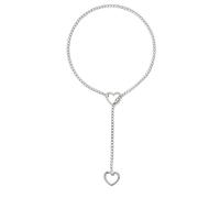 BEARJIA Collar de cadena deslizante con forma de corazón para mujer, cadena cubana de acero inoxidable, collar de corazón punk rock, collar hecho a mano ajustable Lariat Y para hombre, 86 cm, Acero