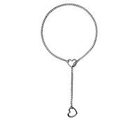 BEARJIA Collar de cadena deslizante con forma de corazón para mujer, cadena cubana de acero inoxidable, collar de corazón punk rock, collar hecho a mano ajustable Lariat Y para hombre, 29inch, Acero