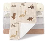 Bearmoss Langes - Lote de 6 Capas de Algodón, 50 x 25 cm, Súper Suave, Absorbente de Gasa de Grano para Recién Nacidos, Unisex para Bebés y Niños (Dinosaurios)