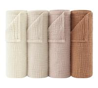 Bearmoss Muselinas Bebe 100% Algodón Super Suave Transpirable y Extremadamente Absorbente Gasas para Bebes, Muselinas de Algodón para Recién Nacidos Bebés, 4 Piezas 60x60cm (Marrón)