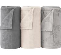 Bearmoss Muselinas Bebe 25x25cm,10 Piezas 100% Algodón Super Suave Transpirable y Extremadamente Absorbente Gasas para Bebes, Muselinas de Algodón para Recién Nacidos Bebés (Blue)