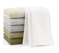 Bearmoss Muselinas Bebe Algodon 60x60cm,6 Piezas 100% Algodón Super Suave Transpirable y Extremadamente Absorbente Gasas para Bebes, Muselinas de Algodón para Recién Nacidos Bebés (Gris-Verde)