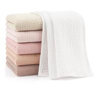 Bearmoss Muselinas Bebe Algodon 60x60cm,6 Piezas 100% Algodón Super Suave Transpirable y Extremadamente Absorbente Gasas para Bebes, Muselinas de Algodón para Recién Nacidos Bebés (Marrón rosáceo)