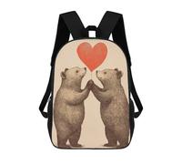 Bears And Heart Balloon Love Mochilas De 17 Pulgadas Para Niños, Mochilas Escolares Impresas En 3D Para Estudiantes De Primaria Y Secundaria, Para Niños Y Niñas.