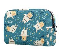 Bears in Space - Bolsa de cosméticos para mujer, bolsa organizadora de maquillaje grande con cremallera, multicolor, 18.5x7.5x13cm/7.3x3x5.1in, Neceser