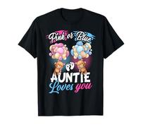 Bears Pink Or Blue Auntie Loves You Revelación de género Camiseta