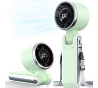 Bearwind Ventilador turbo portátil de mano, 5 velocidades de alto flujo de | Potente mini ventilador de mano personal recargable por USB, sopla aire frío, artículos esenciales para viajes y playa