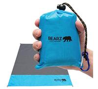 Bearz al aire libre playa manta/manta de bolsillo compacto 55 ″ X60 ″ - impermeable cubierta, arena prueba Picnic Mat para viajar, senderismo, Camping, Festival, deportes - esquina w/bolsillos, con trabillas, lona resistente bolsa
