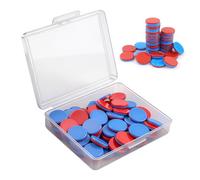 BEASAFY 100 placas reversibles de plástico rojo y azul, para matemáticas, escuela primaria, con caja de almacenamiento, fichas de conteo para manos de niños, ayuda para cálculo