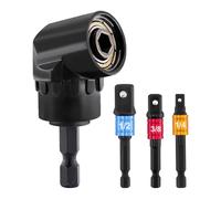 BEASAFY Adaptador de llave de ángulo de 105°, broca recta, broca hexagonal de 1/4 pulgadas, accesorio de ángulo para destornillador inalámbrico con adaptador de 3 piezas (1/4", 1/2