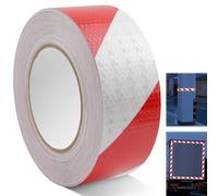 BEASAFY Cinta reflectante de 5 cm × 25 m, cinta reflectante autoadhesiva, cinta de barrera roja y blanca, resistente al agua, cinta de señalización para suelo, maquinaria, vehículos