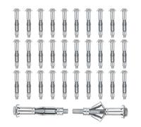 BEASAFY Juego de 30 tacos de pared hueca, M8 x 65 mm, tacos de metal galvanizado, tacos de expansión con tornillo, tacos de metal huecos, ranuras de expansión para fijaciones en placas de yeso