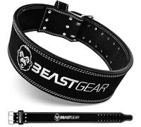 Beast Gear Cinturón Halterofilia - Cinturón Lumbar Powerlifting con Doble Hebilla - Cinturón Levantamiento de Peso de Piel Nobuck - 10 cm de Ancho y 10 mm de Grosor - XL