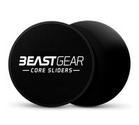 Beast Gear Core Sliders - Discos de ejercicio abdominal de doble cara para alfombras y suelos duros (negro)