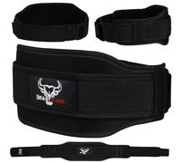 BEAST RAGE Cinturones de Musculación Fitness Ejercicio Cinturón Levantamiento doble fuerza 5.5 acolchado trasero gimnasio pesas hombres mujeres entrenamiento lumbar apoyo núcleo (Black, M)