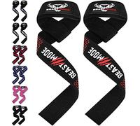 BEAST RAGE Correas de levantamiento de pesas con soporte acolchado para las muñecas. Correas de fitness de gimnasio con agarres flexión gel mejor gama levantamiento (Gel Negro)