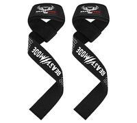 BEAST RAGE Correas de levantamiento de pesas con soporte acolchado para las muñecas. Correas de fitness de gimnasio con agarres flexión gel mejor gama levantamiento potencia (Black/White)