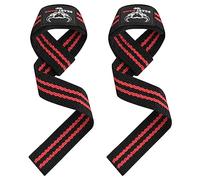 BEAST RAGE Correas de levantamiento de pesas con soporte acolchado para las muñecas. Correas de fitness de gimnasio con agarres flexión gel mejor gama levantamiento potencia (Red/Black)