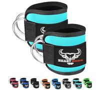 BEAST RAGE Correas de Tobillo para máquinas de Cable, Correas de Neopreno Ajustables Acolchadas de Doble Anillo en D para Levantamiento de Pesas, Entrenamientos de glúteos (Cyan)
