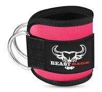 BEAST RAGE Correas de tobillo para máquinas de cable, correas de neopreno ajustables acolchadas de doble anillo en D para levantamiento de pesas, entrenamientos de glúteos, extensiones de piernas