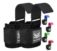BEAST RAGE Ganchos para levantamiento de pesas, correas de muñeca de neopreno grueso acolchado con revestimiento de goma, antideslizantes, levantamiento de peso, entrenamiento, gimnasio, (Black)