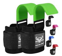 BEAST RAGE Ganchos para levantamiento de pesas, correas de muñeca de neopreno grueso acolchado con revestimiento de goma, antideslizantes, levantamiento de peso, entrenamiento, gimnasio, (Green)