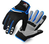BEAST RAGE Guantes de Ciclismo de Dedos Enteros con Acolchado para Hombres Mujeres, Antideslizantes, amortiguadores, Transpirables, táctiles Guantes de Ciclismo de montaña para BMX (Azul, M)