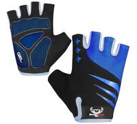 BEAST RAGE Guantes de Ciclismo de Medio Dedo para Hombres y Mujeres, Acolchados de Gel, Antideslizantes, absorción de Golpes, Guante de Gimnasio, Guantes de Bicicleta de montaña (Blue, XL)