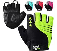 BEAST RAGE Guantes de Ciclismo de Medio Dedo para Hombres y Mujeres - Guantes de Bicicleta Acolchados, Transpirables, Antideslizantes, sin Dedos, Guantes de Bicicleta de Carretera (Loro, XL)