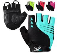 BEAST RAGE Guantes de Ciclismo de Medio Dedo para Hombres y Mujeres - Guantes de Bicicleta Acolchados, Transpirables, Antideslizantes, sin Dedos, Guantes de Bicicleta de Carretera (Agua, S)