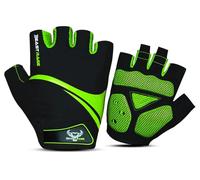 BEAST RAGE Guantes de ciclismo de medio dedo para hombres y mujeres, guantes de bicicleta transpirables sin dedos con palma antideslizante, absorción de golpes, acolchado de gel para ciclismo de