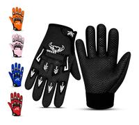 BEAST RAGE Guantes de ciclismo para niños, guantes de motocross y BMX para niños y niñas, agarre antideslizante, guantes ligeros y transpirables para motocross (negro, grande [8 a 10 años])