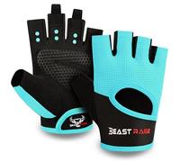 BEAST RAGE Guantes de Fitness Transpirables para Hombres y Mujeres Guantes de Levantamiento de Pesas de Entrenamiento de Gimnasia Antideslizante Crossfit Musculation Cycling (L, Aqua)