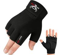 BEAST RAGE Guantes de Gimnasio de Entrenamiento Antideslizante Acolchado Palma Medio Dedo Entrenamiento Ejercicio Levantamiento de Pesas Guantes Ciclismo Multi Deportes (Black, S)
