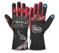 BEAST RAGE Guantes de Invierno para Motocicleta, Impermeables, Resistentes al Viento, térmicos, Guantes de Motocicleta para Hombres y Mujeres, Guantes cálidos para Motocross, Carreras (Red, M)