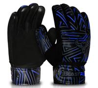 BEAST RAGE Guantes de portero juvenil para niños, niñas, guantes de portero de fútbol, antideslizantes, palma de látex de 4 mm, agarre extra, doble correa de muñeca, malla transpirable (azul, talla 4