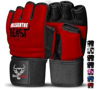BEAST RAGE Guantes MMA Artes Marciales Punch Bag Taekwondo Karate Mitones Guantes para Hombres y Mujeres,Medio Dedo MMA Kickboxing Sparring Boxeo Guantes de Entrenamiento (Rouge, 2XL)