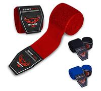 BEAST RAGE Vendas de Boxeo Vendas elástica para MMA Vendajes DE Mano Boxeo ELÁSTICAS Kick Boxing Muay Thai 2,5M 4,5m (Rojo, 4.5 M)