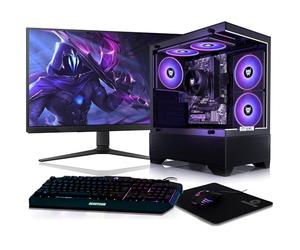 BEASTCOM Q3 Essential Gaming, Gaming PC, AMD Ryzen 5600GT, 4K Vega Radeon Gráfico, 16GB RAM, 512GB SSD, Pantalla LED de 24", Teclado, ratón, Alfombrilla de ratón, Windows 11 Pro