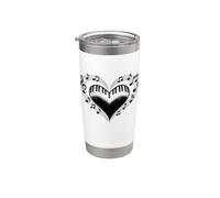 Beat It Heart Piano Notas musicales Regalos románticos para amantes Vaso térmico de acero inoxidable de doble pared