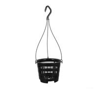 Beatanug Maceta colgante de malla transpirable para uso en interiores y exteriores, cesta colgante de plástico con gancho, maceta redonda negra para orquídeas, hierbas y plantas pequeñas