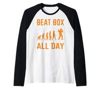 Beatbox All Day Music Old School Rap Micrófono Beatboxer Camiseta Manga Raglan
