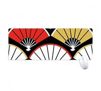 beatChong Abanico Plegable Rojo Negro De Oro Antideslizante Alfombrilla De Ratón Grande Bordes Oficina De Juego Extendido Titched Regalo Estera Ordenador