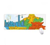 beatChong Antideslizante Alfombrilla De Ratón Oficina Grande Juego Extendido China Hong Kong Victoria Acuarela Bordes Titched Regalo Estera Ordenador